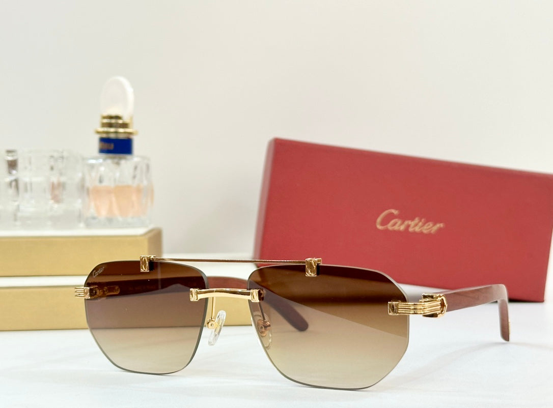 PREMIÈRE GEOMETRIC FRAME SUNGLASSES CT0621S IN METAL AND WOODEN