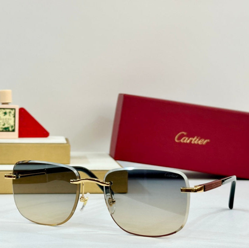 PREMIÈRE SQUARE FRAME SUNGLASSES 530304 IN METAL AND WOODEN