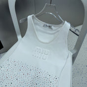 TANK TOP 640624 IN WHITE COTTON MUTILCOLOR CRYSTAL