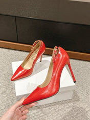 STAMPED CROCODILE LEATHER ANGELINA PUMP CHERRY RED