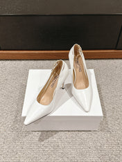 STAMPED CROCODILE LEATHER ANGELINA PUMP WHITE