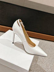 STAMPED CROCODILE LEATHER ANGELINA PUMP WHITE