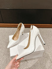STAMPED CROCODILE LEATHER ANGELINA PUMP WHITE