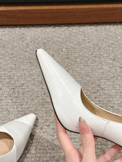 STAMPED CROCODILE LEATHER ANGELINA PUMP WHITE