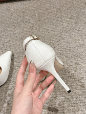 STAMPED CROCODILE LEATHER ANGELINA PUMP WHITE