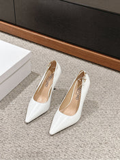 STAMPED CROCODILE LEATHER ANGELINA PUMP WHITE