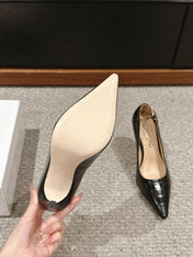 STAMPED CROCODILE LEATHER ANGELINA PUMP BLACK