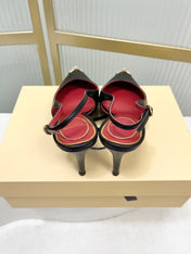 VALENTINO 26S SLINGBACK PUMPS 45 MM IN BLACK MIX WHITE CALFSKIN