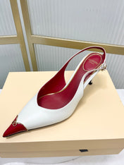 VALENTINO 26S SLINGBACK PUMPS 45 MM IN RED MIX WHITE CALFSKIN