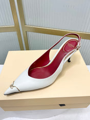 VALENTINO 26S SLINGBACK PUMPS 45 MM IN CREAM WHITE CALFSKIN
