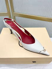 VALENTINO 26S SLINGBACK PUMPS 45 MM IN CREAM WHITE CALFSKIN
