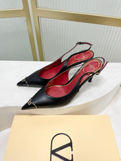 VALENTINO 26S SLINGBACK PUMPS 45 MM IN BLACK CALFSKIN