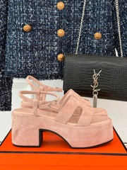 HM 25S JAM 30 HIGH-HEEL SANDAL IN PEACH PINK SUEDE