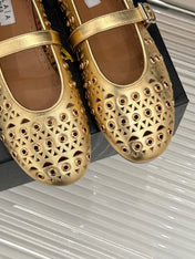 MARY JANE IN METALLIC GOLD CALFSKIN