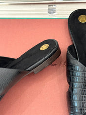 LP SANDALS 25S IN BLACK LAMBSKIN SNAKE EMBOSSING