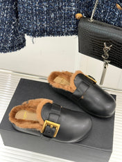 BALMAIN 26S ANTHEM MULES IN BLACK CALFSKIN