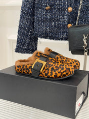 BALMAIN 26S ANTHEM MULES IN LEOPARD PRINT PONY HAIR