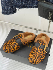 BALMAIN 26S ANTHEM MULES IN LEOPARD PRINT PONY HAIR
