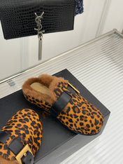 BALMAIN 26S ANTHEM MULES IN LEOPARD PRINT PONY HAIR