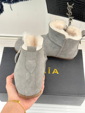 ALAIA 26S SNOW BOOTS IN GREY SUEDE AND WOOL