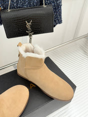 ALAIA 26S SNOW BOOTS IN DARK BEIGE SUEDE AND WOOL