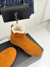 ALAIA 26S SNOW BOOTS IN DARK ORANGE SUEDE AND WOOL