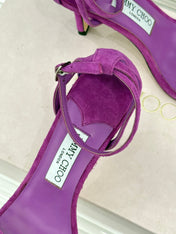 JIMMY CHOO 26S HIGH-HEEL SANDALS 100 MM IN PURPLE SUEDE
