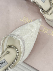 JIMMY CHOO 26S EMBELLISHED HIGH-HEEL SANDALS 85 MM IN WHITE LACE