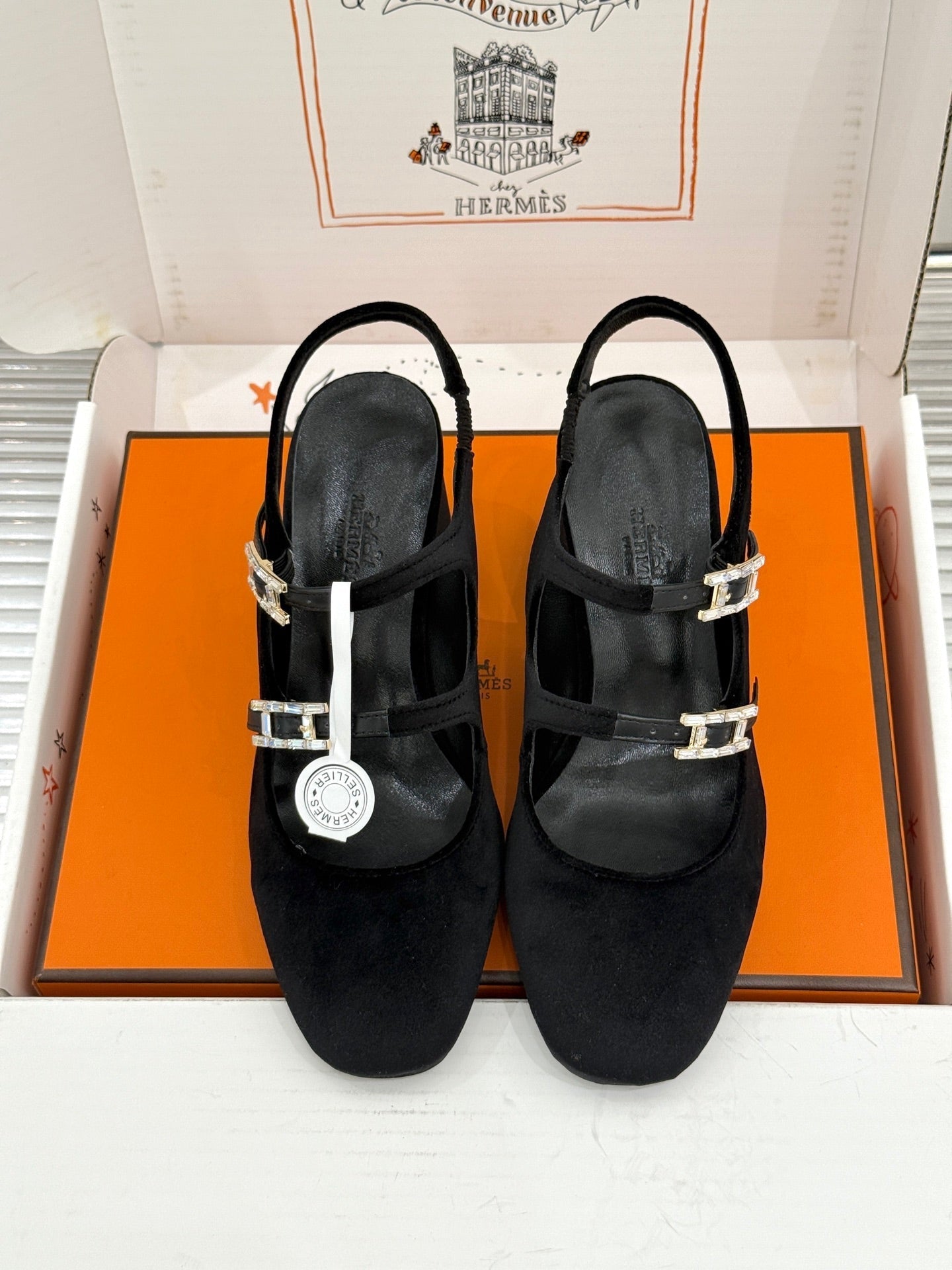 HM 26S SLINGBACK HIGH HEELS IN BLACK VELVET