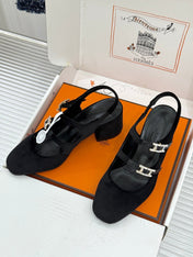 HM 26S SLINGBACK HIGH HEELS IN BLACK VELVET