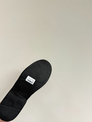 VIV' RANGERS CHELSEA BOOTIES IN GLOSSY BLACK CALFSKIN CRYSTAL BUCKLE