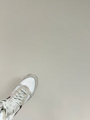 LACE-UP BOOTS IN BEIGE SUEDE AND WHITE MESH