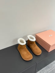 ANKLE BOOTS IN BRONZE BROWN SUEDE AND FLEECE LINING