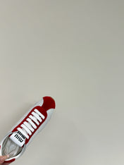 PLUME SNEAKERS IN WHITE NAPPA LAMBSKIN AND RED SUEDE