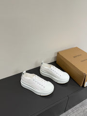 VULCAN PLATFORM SNEAKER IN WHITE CANVAS AND LAMBSKIN