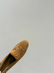 LOAFERS IN PEANUT BROWN SUEDE EMBROIDERED LOGO