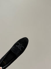 LOAFERS IN BLACK SUEDE EMBROIDERED LOGO
