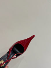 YSL HIGH SLINGBACK 25S IN DARK RED GLOSSY LAMBSKIN