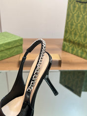 GG SIGNORIA SLINGBACK PUMP GLOSSY BLACK LAMBSKIN