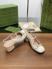 GG HORSEBIT PUMP WHITE GLOSSY LAMBSKIN