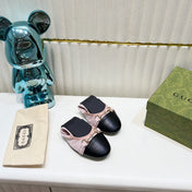 GG BALLET SUPER SLIM BUCKLE PASTEL PINK AND BLACK LAMBSKIN
