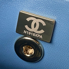 CHANEL 25S FLAP BAG 17 CM IN SLATE BLUE LAMBSKIN