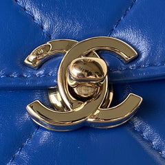 CHANEL 25S FLAP BAG 17 CM IN COBALT BLUE LAMBSKIN