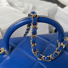 CHANEL 25S FLAP BAG 17 CM IN COBALT BLUE LAMBSKIN
