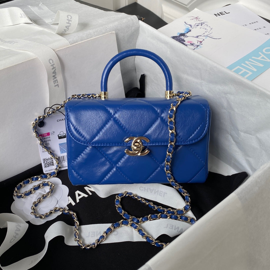 CHANEL 25S FLAP BAG 17 CM IN COBALT BLUE LAMBSKIN