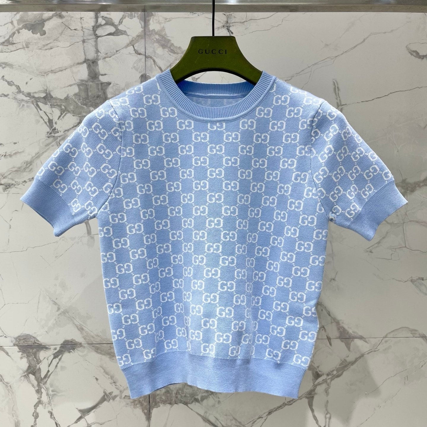 GUCCI 26S SHORT-SLEEVE CREWNECK KNIT T-SHIRT 470