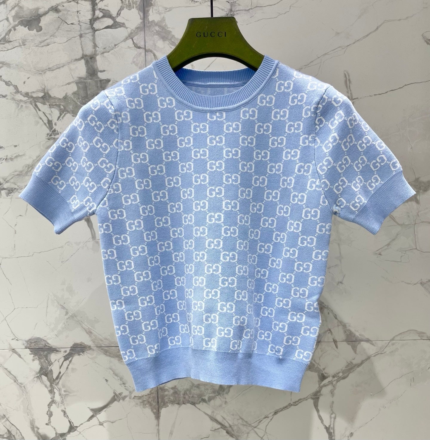 GUCCI 26S SHORT-SLEEVE CREWNECK KNIT T-SHIRT 470
