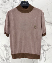 YSL 26S SHORT-SLEEVE MOCK NECK KNIT TOP 488