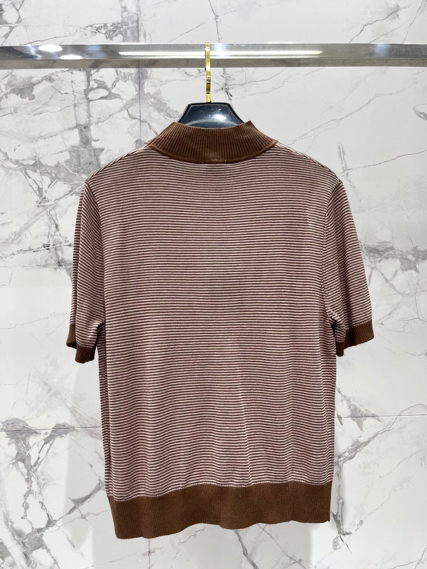 YSL 26S SHORT-SLEEVE MOCK NECK KNIT TOP 488