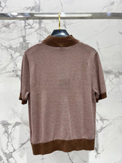 YSL 26S SHORT-SLEEVE MOCK NECK KNIT TOP 488